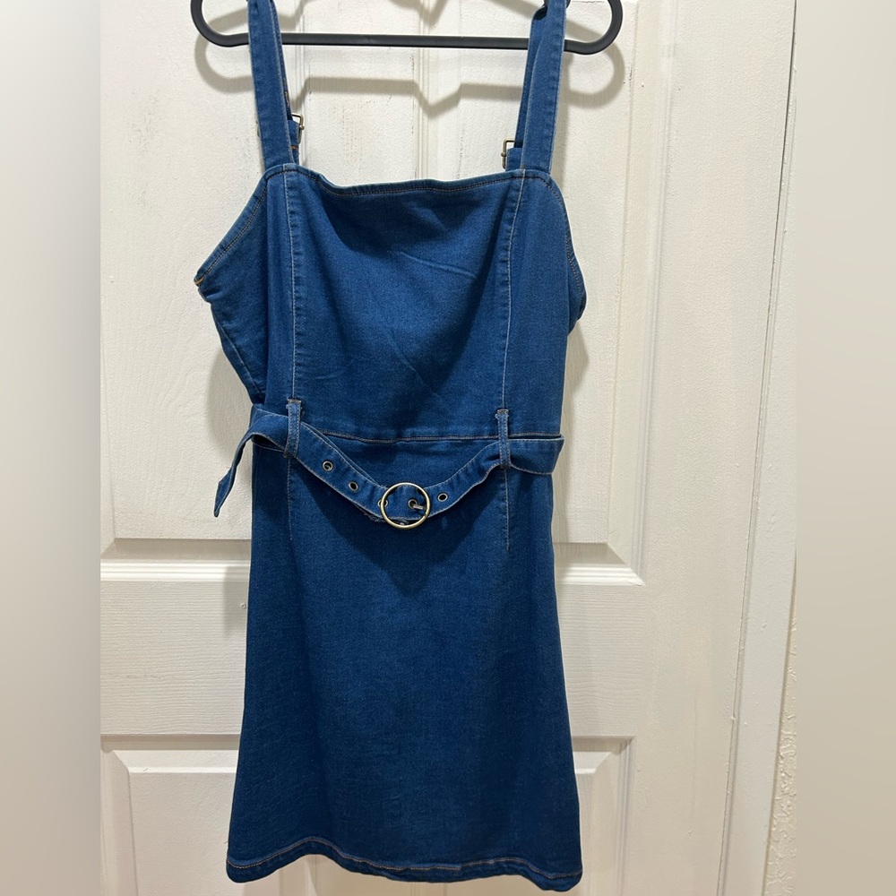 Short Buckle Jean Dress
